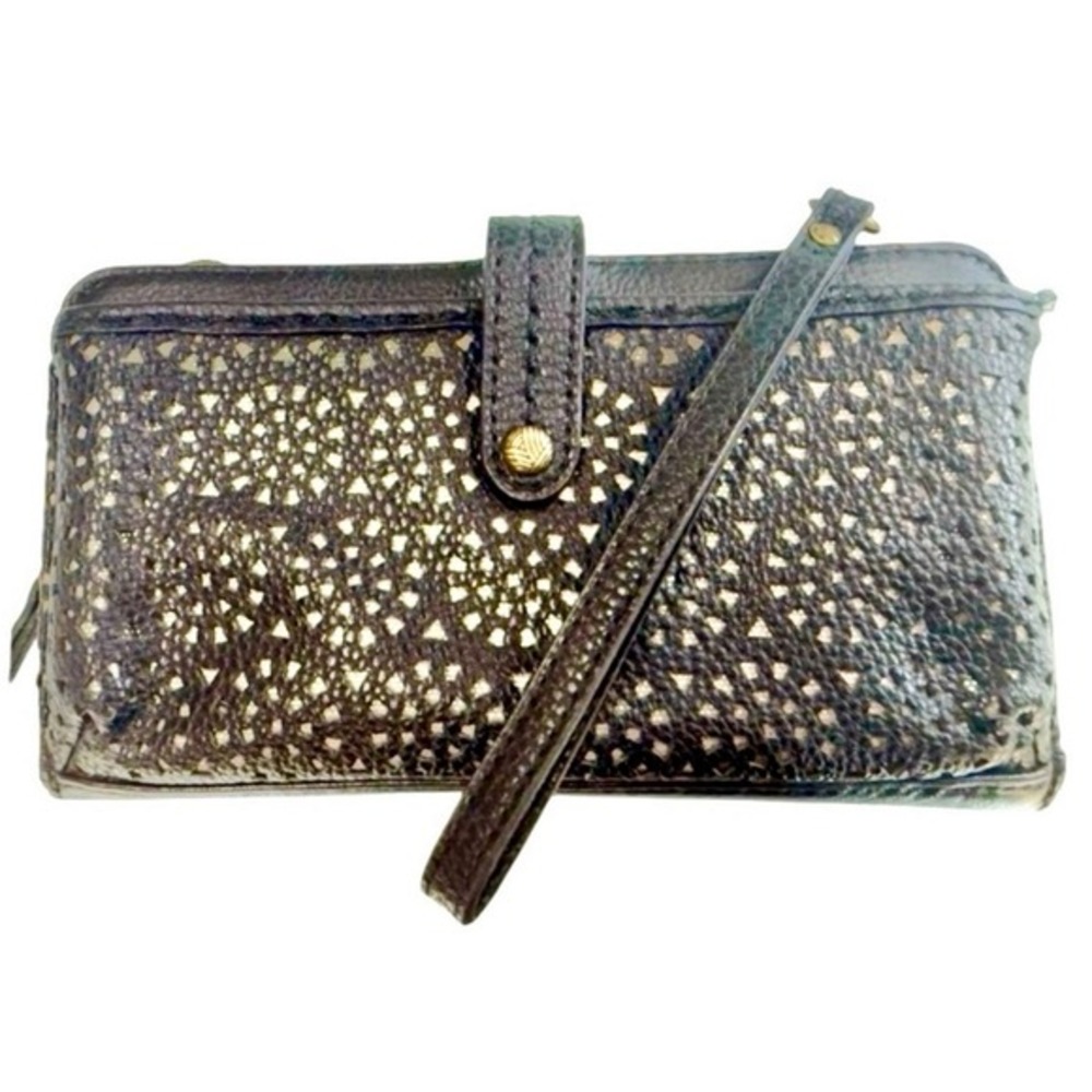 The Sak Iris Smartphone Crossbody Wallet‎ Black Leather Studded RFID Bag